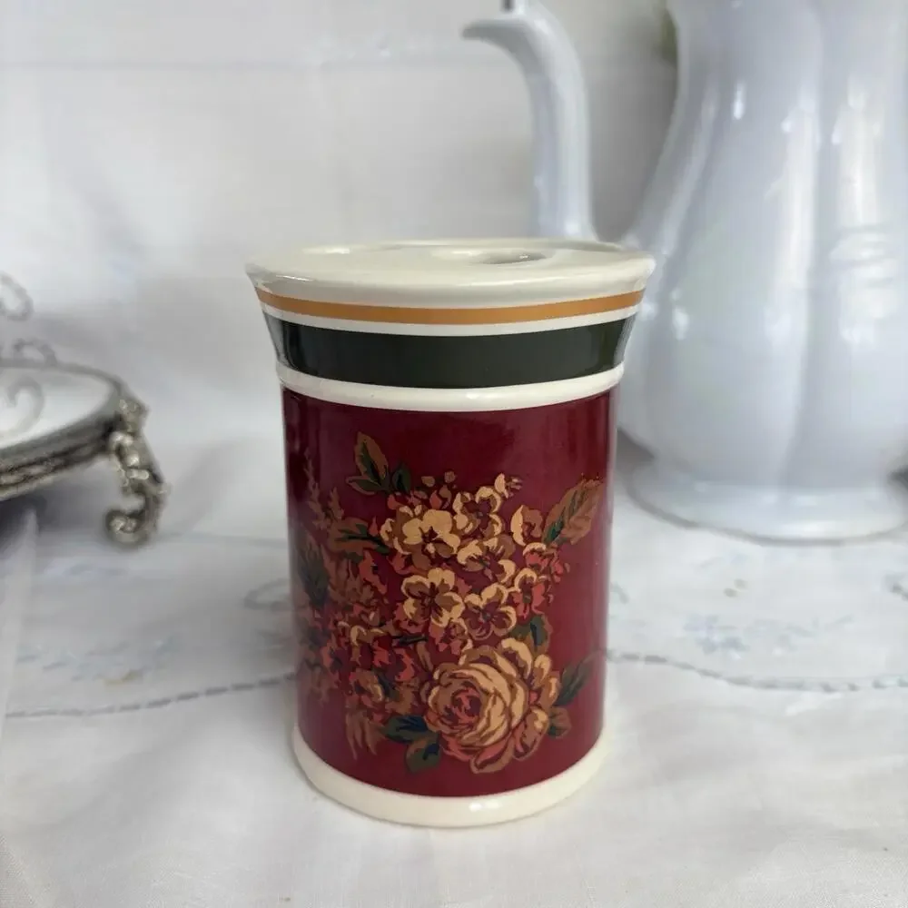 Springmaid Toothbrush Holder Rosemond Burgundy‎ Cottage Roses Tooth Brush Holder